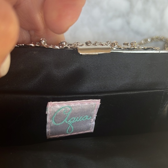 Aqua Black Beaded Evening Bag with Silver Hardware. - Picture 5 of 6